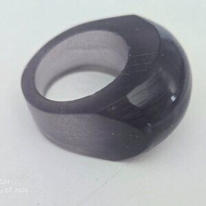 Vintage Lucite Carved Geometric Shape Dome Ring